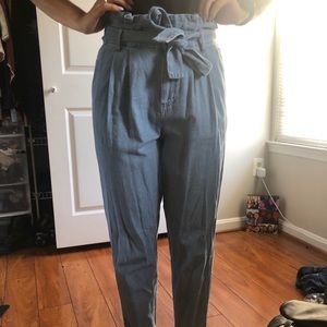 Light Blue Paperbag Pants